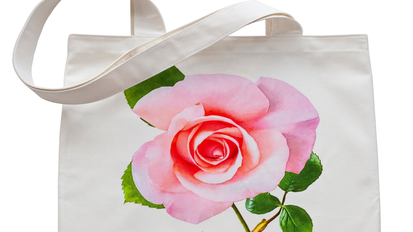 Pink Rose Tote Bag Collection. Beautiful Pink Rose flower with gorgeous green leaves guarding this gracious flower. 