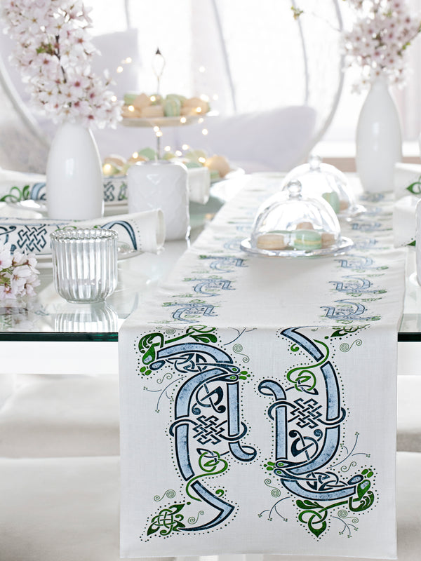 Gorgeous Celtic blue and white festive spring table top setting.