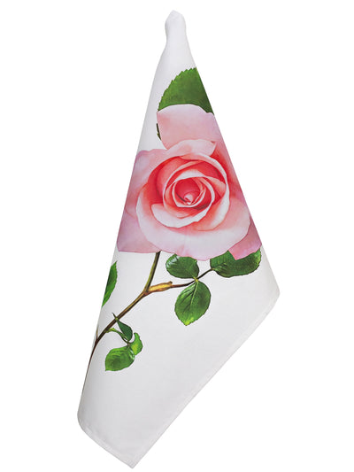 Gorgeous Pink Rose Tea Towel painted in water-colours and digitally printed on cotton. Beautifull pink petals and gentle green leaves.